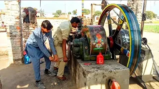 Beautiful Starting Huge Desi Ruston Engine Amazing || Old Black Desi Engine || Diesel Fuel Engines