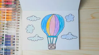 Easy Step by Step Drawing for Children - HOT-AIR BALLOON