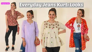 7 Jeans Kurti Looks for Everyday | How to Style Jeans with Kurtis | Perkymegs Hindi