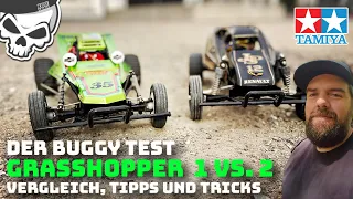 Tamiya Grasshopper 1 vs. 2 vergleich und Test plus Tipps und Tricks Vintage RC Buggy Tuning Akku