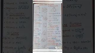 most important mensuration formulas