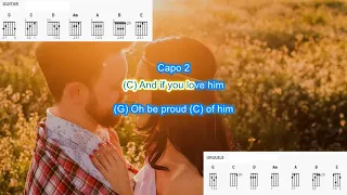 Stand by Your Man (capo 2) by Tammy Wynette play along with scrolling guitar chords and lyrics