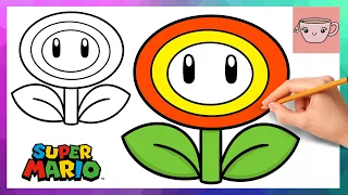 How To Draw Fire Flower | Super Mario Bros | Cute Easy Step By Step Drawing Tutorial