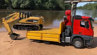 caminhão bruder e trator  escavadeira ruina controle remoto