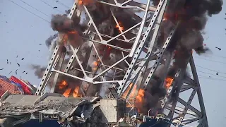 Controlled demolition of section of the Key Bridge