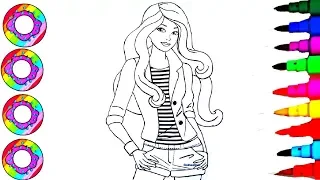 Colouring Drawing Pages Disney's Barbie Rockstar with Blue Sparkle Hair Coloring Pages l DB