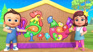 Learning Numbers With Hen Numbers Puzzle Wooden ToySet - Little Baby Boy & Girl 3D Animated Cartoons