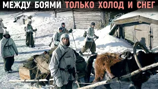 A German about the living conditions of a soldier on the Eastern Front between battles in winter.