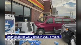 Van crashes into Rutherford County gas station for the second time in one month