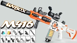 Nerf Blaster Toy Guns! M416 Automatic Soft Bullets Shell Ejection Look Like Real Unboxing