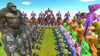 EARTH TRIPLE WAR - HUMAN TEAM vs MONKEY TEAM vs RAINBOW TEAM - Animal Revolt Battle Simulator