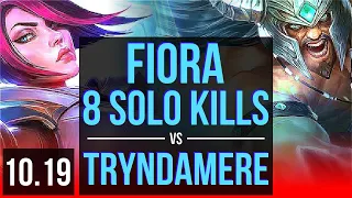 FIORA vs TRYNDAMERE (TOP) | 3 early solo kills, 8 solo kills, Legendary | KR Diamond | v10.19