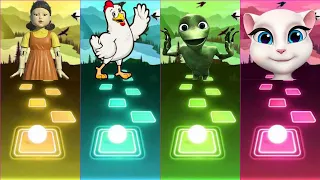 Squid Game VS Chicken Song VS Dame Tu Cosita VS Talking Angela — Tiles Hop EDM Rush