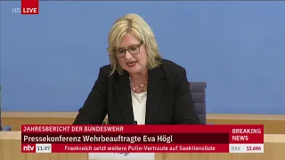 LIVE: Wie steht es um die Bundeswehr? Wehrbeauftragte Högl stellt Jahresbericht für 2021 vor