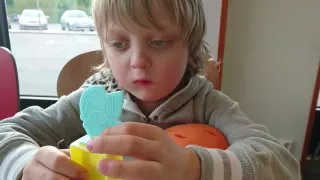 Playing with Angry Birds toys included in Happy Meal @ Mc Donalds