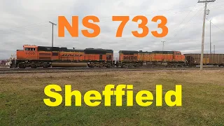 BNSF Power on NS 733 Distributed Power Coal Train in Sheffield