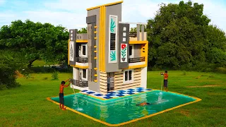 [Full Video] Building Creative A Modern 3-Story Mud Villa House With Swimming Pool By Ancient Skills