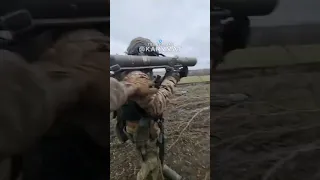 Ukrainian Soldier Fires a Carl Gustaf At A Russian Position