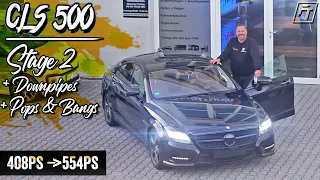 Mercedes Benz CLS 500 Biturbo Tuning | Stage 2 + Downpipes + Pops & Bangs | FastTuning
