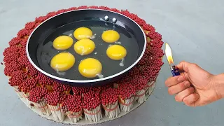 EGGS vs 50,000 SAFETY MATCHES | Fried Eggs on Match