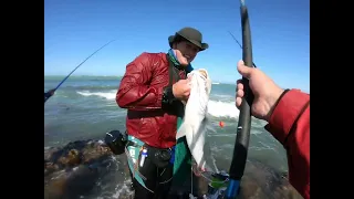 Fishing Strand Reefs and Beach for Kobbies 22/10/2022. Jeandre catching his PB Reef Kobbie.