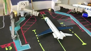 a stop motion video at a model airport