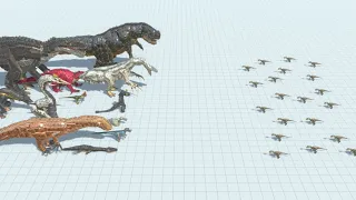 Velociraptor Swarm vs 20 Workshop Dinosaurs ARBS Animal Revolt Battle Simulator