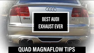 Best Audi A8 4.2L V8 exhaust note. Magnaflow quad resonated tips