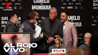 'El Canelo' y Óscar de la Hoya tienen un enfrentamiento en plena conferencia de prensa