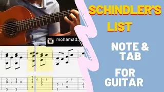 schindler's list note & tab for guitar