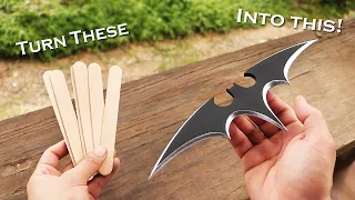 How to make BATMAN Batarang using popsicle sticks without power tools! FREE Templates!