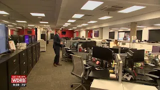 Jude Redfield gives a tour of the WDRB newsroom