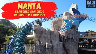 MANTA Roller Coaster - SeaWorld San Diego - Front Seat On Ride POV w/ Full Queue - 4K HD Osmo Action