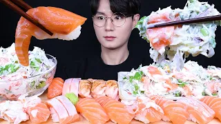 연어초밥 연어샐러드 연어 먹방ASMR MUKBANG SALMON & SUSHI & SALMON SALAD サーモン寿司 サーモンのサラダ eating sounds