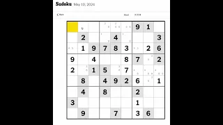 New York Times Sudoku Hard for May 10, 2024 Walkthrough