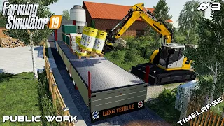 Delivering materials to site | Public Work on Geiselsberg | Farming Simulator 19 | Episode 3