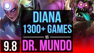 Climb the ladder as DIANA vs DR. MUNDO (TOP) | 1300+ games, Dominating | EUW Challenger | v9.8