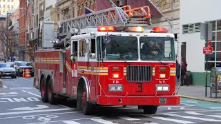 *FDNY PA300* 2001 Seagrave Ladder Responding - 3 Truck