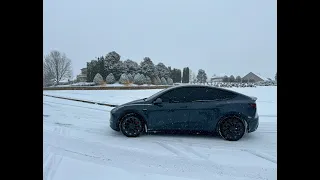 Driving my Tesla Model Y Performance in the snow!!!