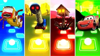 Spider House Head vs Bus Eater vs Pixar Cars Mcqueen vs Thomas Train EXE | Tiles Hop EDM Rush