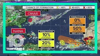 Tracking two tropical storms: Nana and Omar