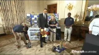 Barack Obama fires marshmallow cannon at White House science fair