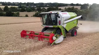 Harvest 2022: Claas Tucano 320 cutting wheat in Sibton, Suffolk.