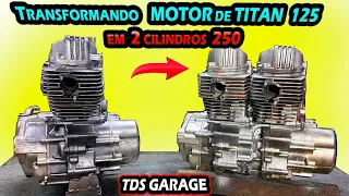 Construi um MOTOR de CG TITAN Duplo 😱🔥2 CILINDROS com 250cc 😱 Ep.01