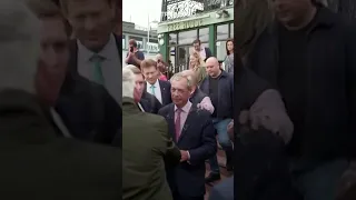 Far-right Nigel Farage has milkshake thrown over him