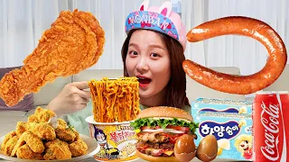 엽떡 로제떡볶이 먹방! SPICY Rose Sauce Tteokbokki MUKBANG 중국당면, 베이컨, 주먹밥, 핫도그, 버터꿀봉 리얼먹방 MUKSUNI  먹순이