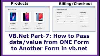 VB.Net Part-7: How to Pass data/value from one form to another form in vb.net | Product to Checkout