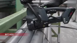 Battery powered steel strapping tool