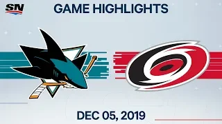 NHL Highlights | Sharks vs Hurricanes – Dec. 5, 2019
