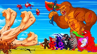 GODZILLA EARTH vs KING KONG RADIATION, T-REX, BRACHIOSAURUS: Who's the biggest? Best Funny Animation